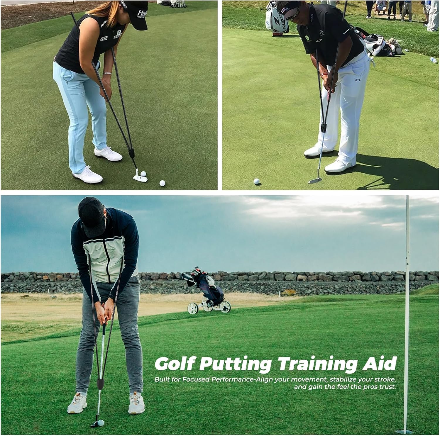 Golf Putting Practice Aid Putter Alignment Aid for Precise Putting Practice, Compatible with All Putter Shafts, Golf Practice Equipment for Indoor Outdoor Use