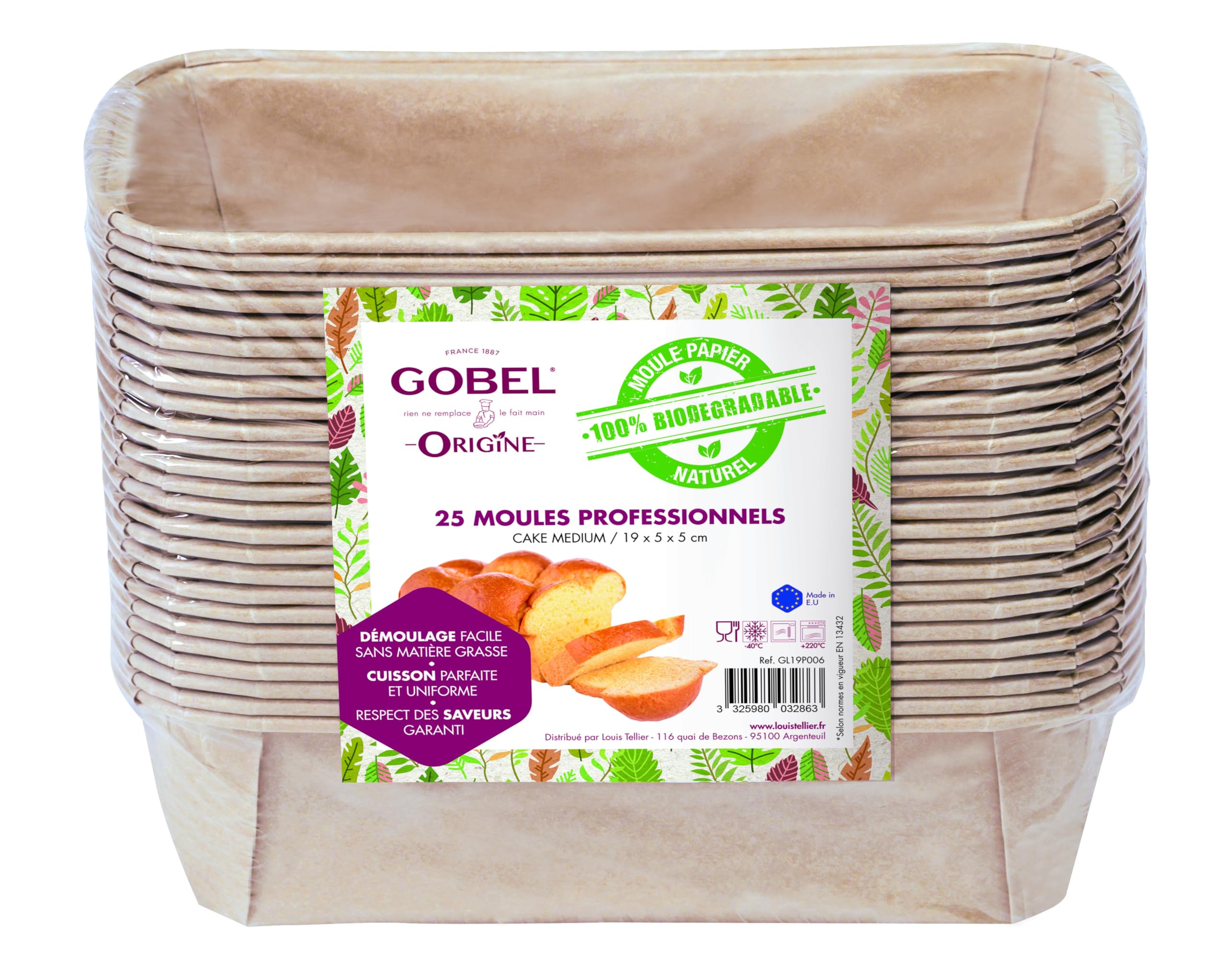 GOBEL | Packung mit 25 Kastenformen | Papier, Biologisch Abbaubar | Mittelgroß | 19 x 5 x 5 cm