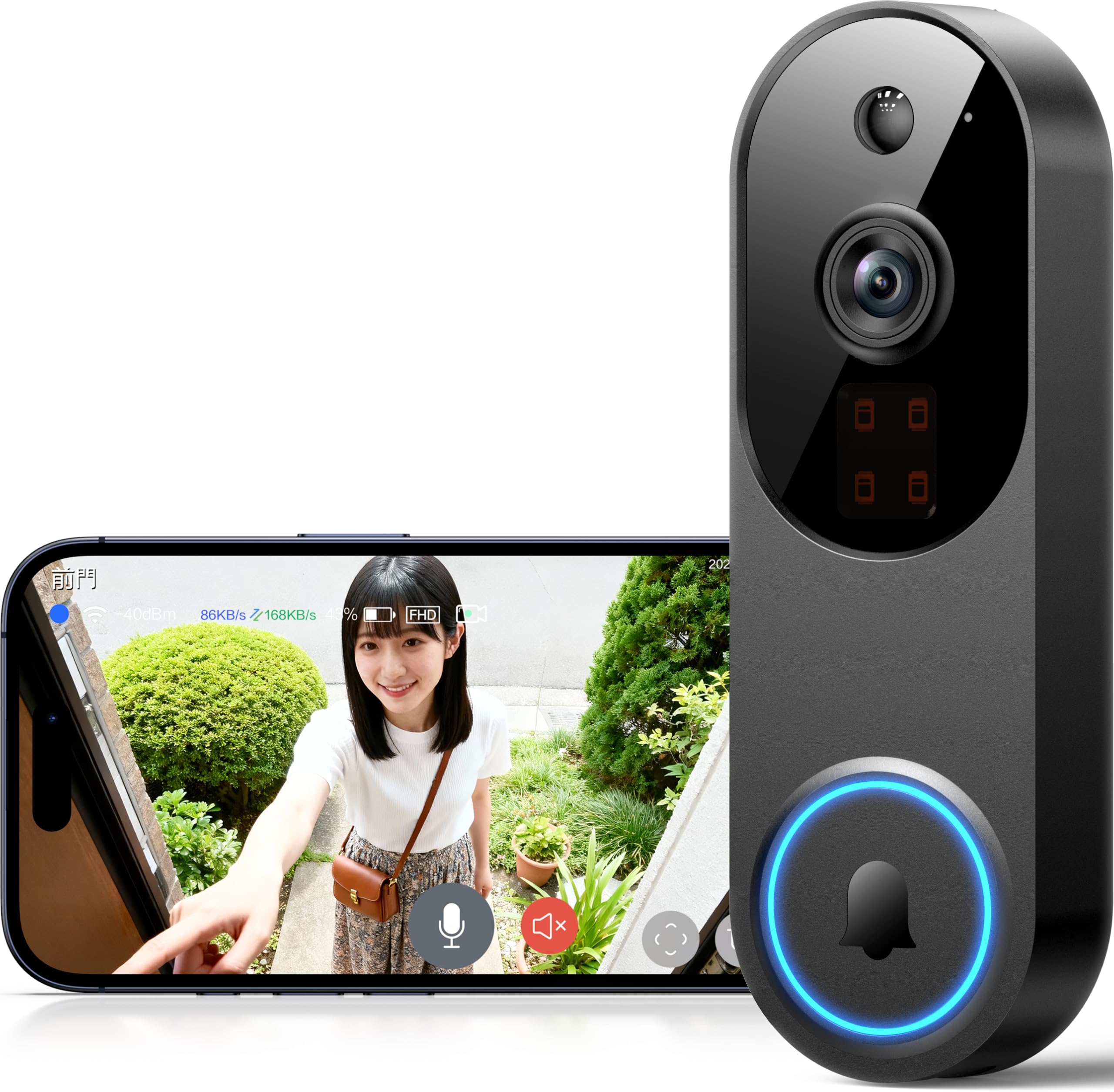 2K インターホン ドアホン ワイヤレス 工事不要 カメラ付き 無線接続 USB充電 スマホ連動 暗視 スマートドアホン ビデオドアベル テレビドアホン 双方向音声会話 人物検知 遠隔確認 録画機能 広角レンズ 盗難防止 IP65耐候性 長時間連続使用 家族共有 クラウド保存 ワンタッチ取り付け 日本語説明書付き Camera-M52-d3