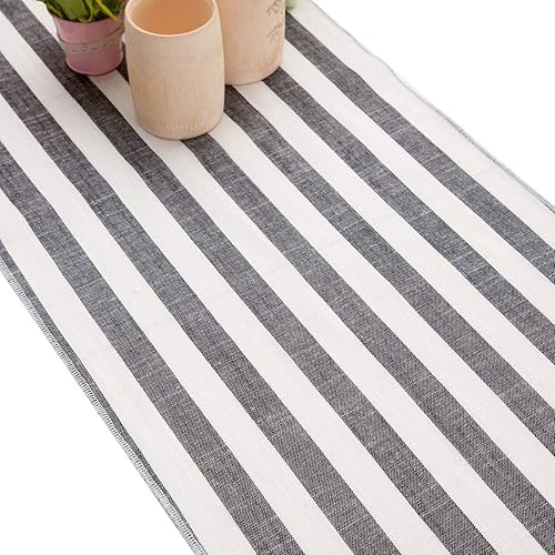 Miniatura 3 de rockcloud Camino de mesa a rayas de algodón y lino, decoración para boda, baby shower, cumpleaños, vacaciones, fiesta, evento y fiesta de