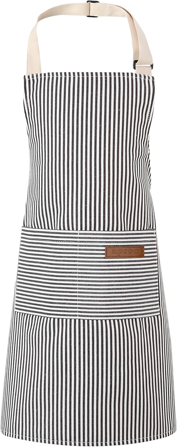 Stripes Kids Apron, Kids Cooking Aprons with 2 Pockets, Cute Kids Aprons for Cooking for Boys and Girls