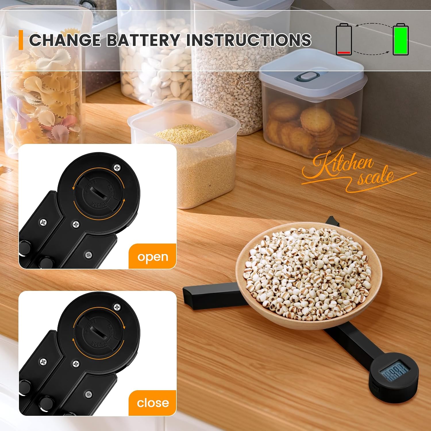 Folding Digital Kitchen Scale, Highly Accurate Compact Portable Food Scale with LCD Display, Auto Power Off and Tare Features, for Measuring Intake of Healthy Eating People (Black)
