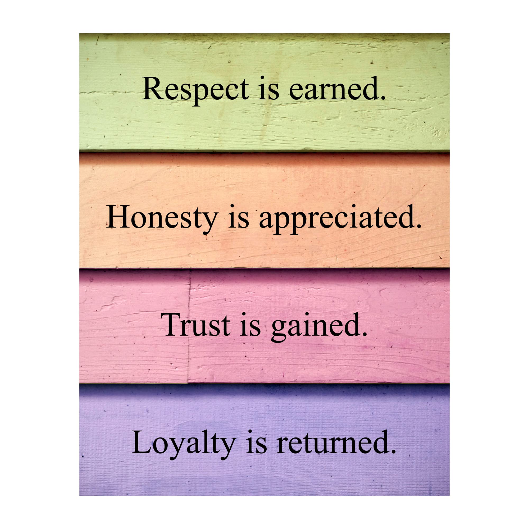 Earn Respect Gain Trust Inspirational Rustic Wall Print Typographic  Motivational | Desertcart Seychelles, image size:2000x2000