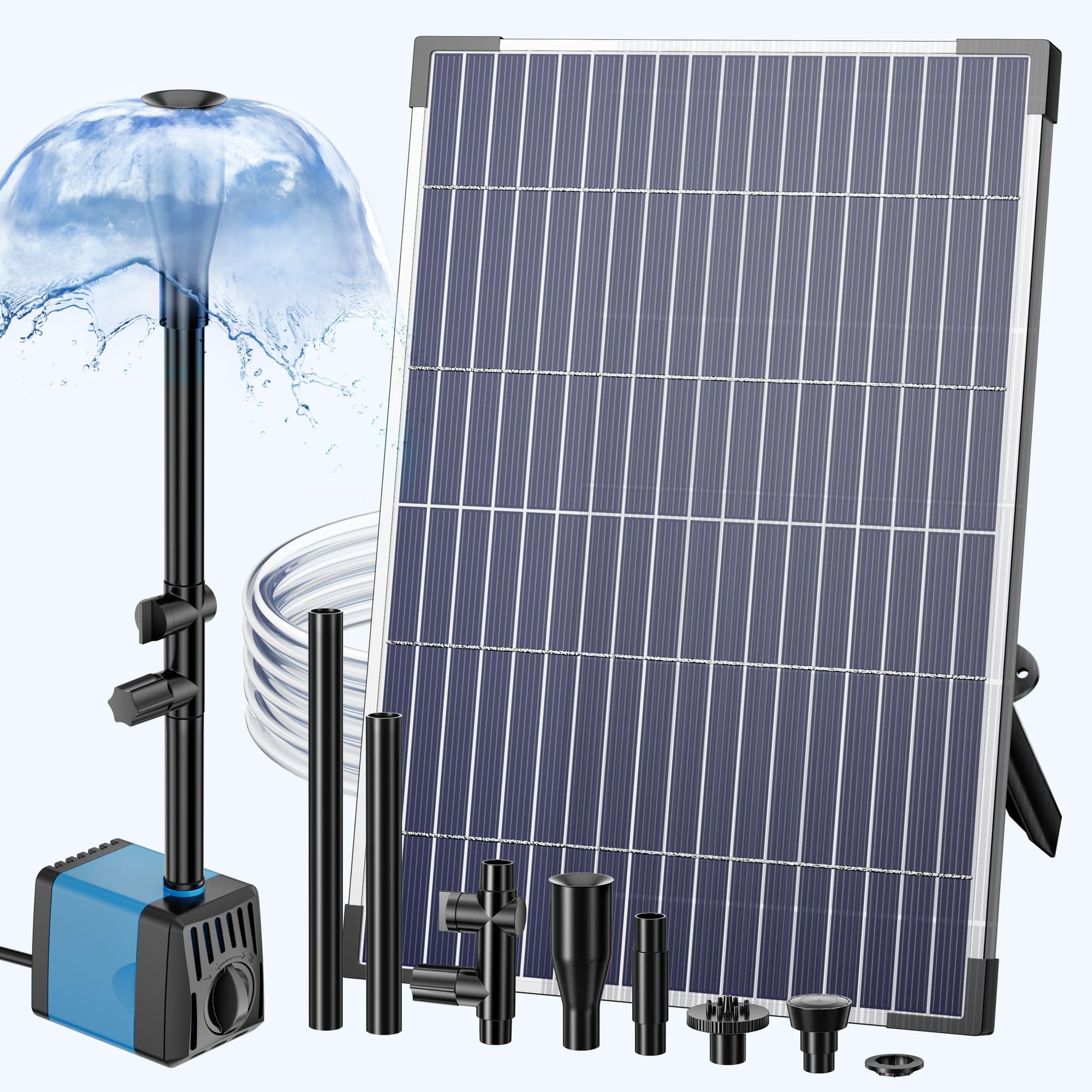 Biling Solar Water Foundtain Pump 12W 450L/H Solar Pond Pump with 4 Nozzles Filter Tubing for Small Pond DIY Garden Water Feature