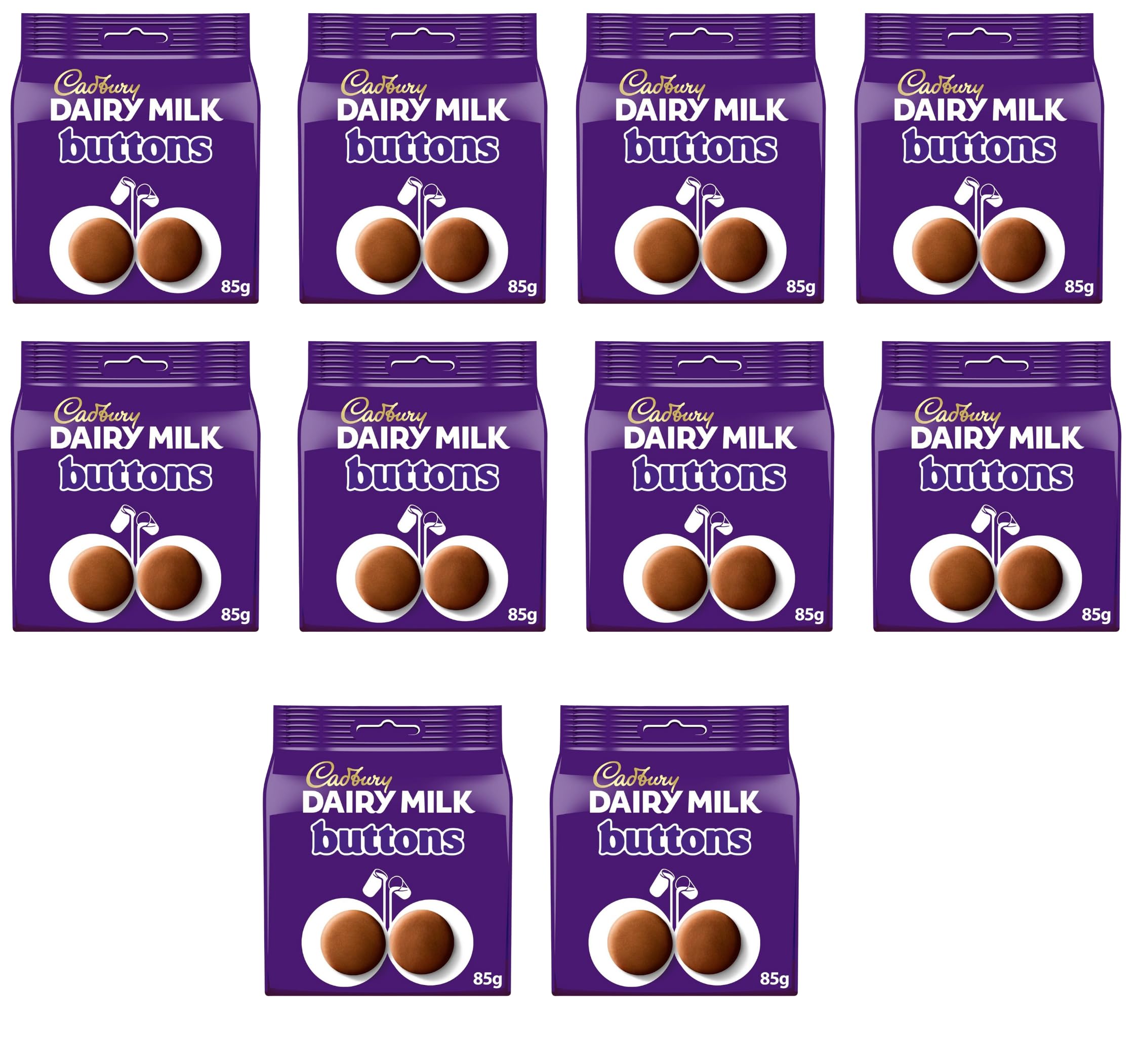 Cadbury Dairy Milk Giant Chocolate Buttons Bag, 95g, Parfait pour partage avec amis et famille, Pack de 10