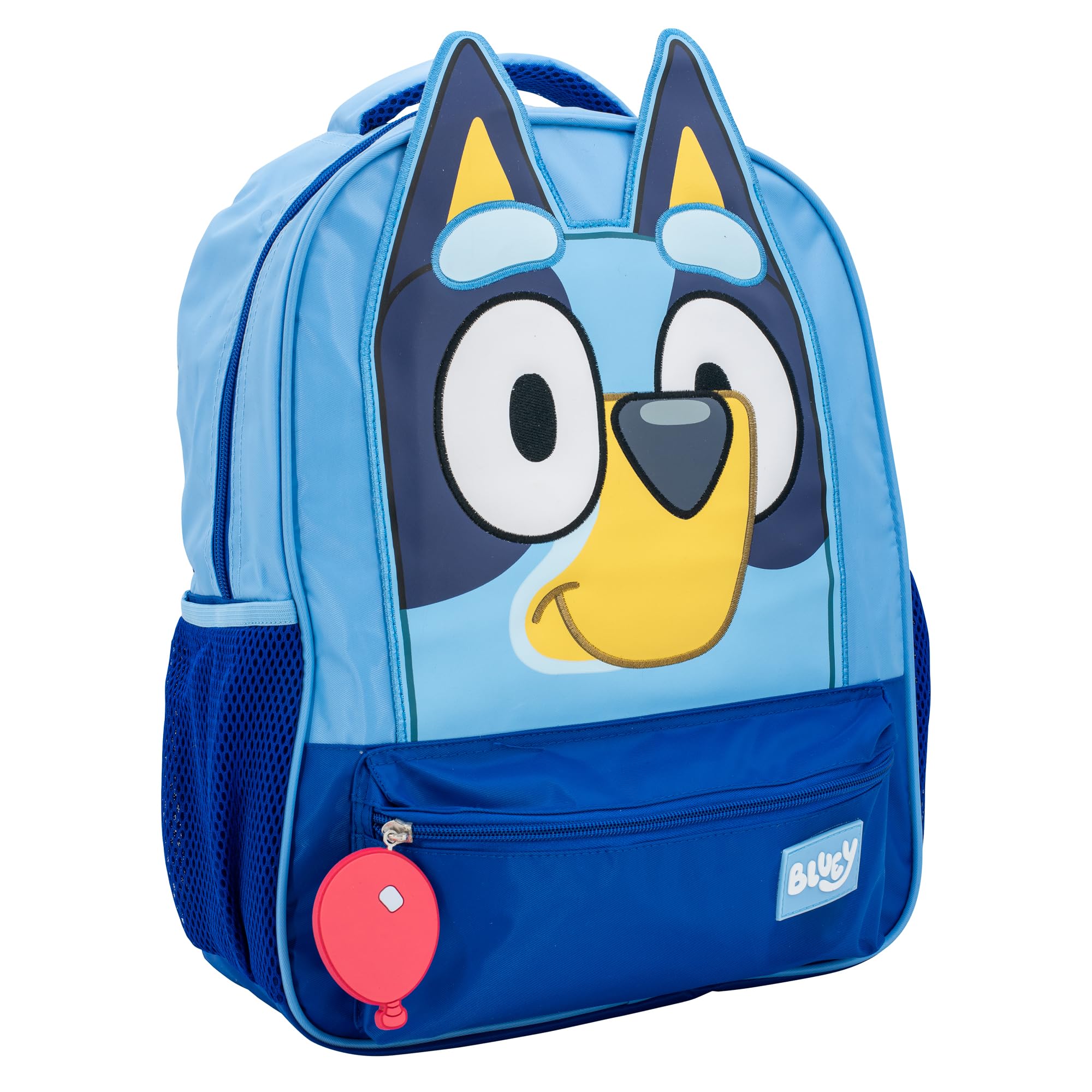 Bluey Mochila para niños, mochila escolar de 16 pulgadas con características 3D, color azul, Negro/Azul, Estándar, Personaje