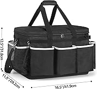 Vista 6 de Extra-Large Cleaning Caddy with EVA Hard Bottom, High Capacity Cleaning Supplies Organizer for Housekeeping & Home Work, Cleaner Tools Tote Bag with