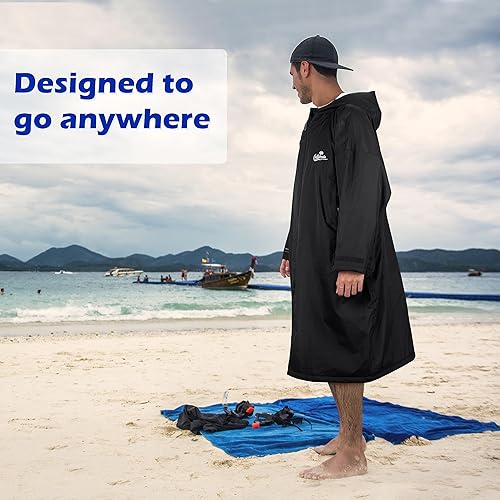 Miniatura 7 de Catalonia Parka de natación para hombres y mujeres, chaqueta de natación impermeable, cálida bata de poncho cambiante con forro de sherpa