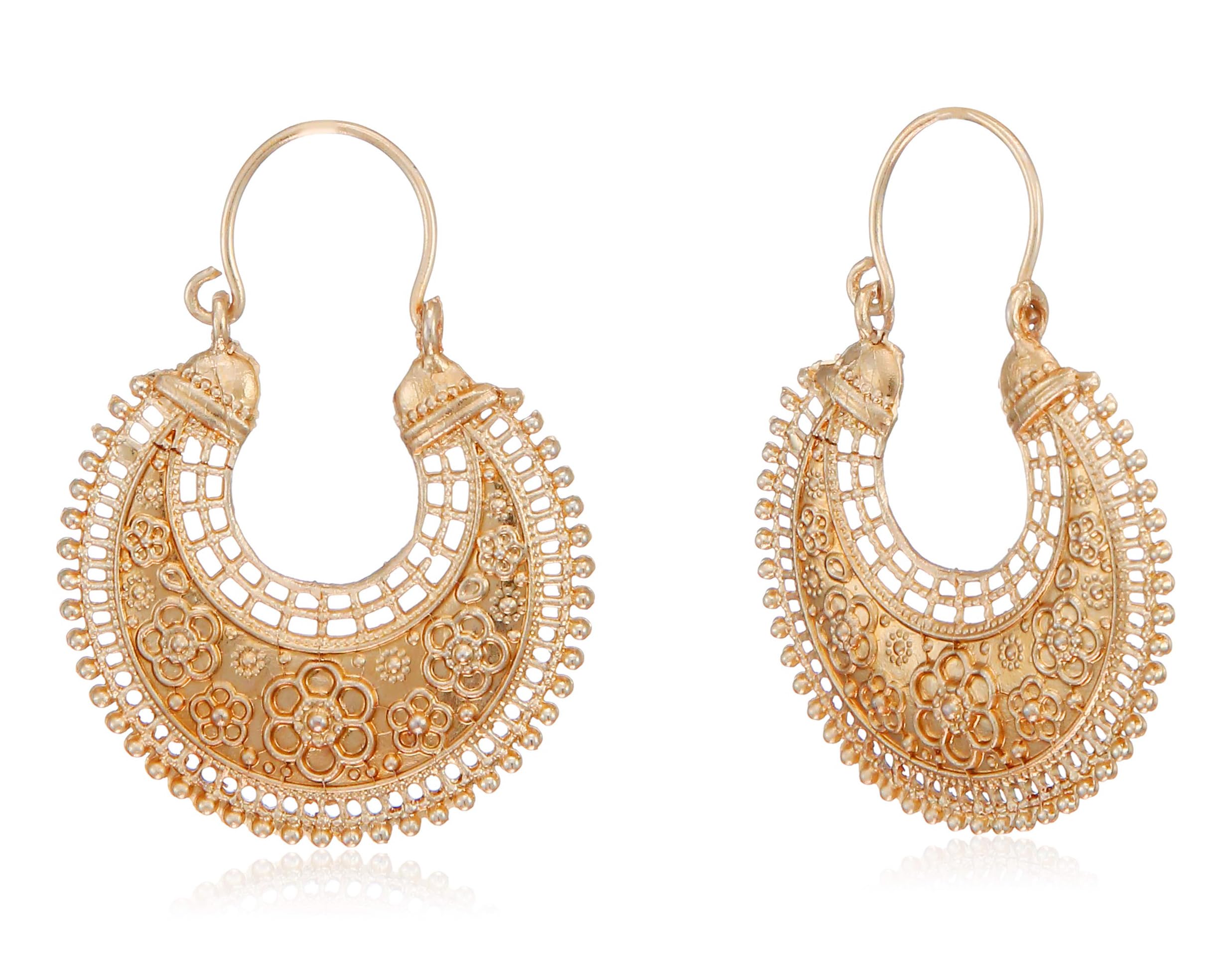 Touchstone Indian Bollywood Pretty Fringes and Floral Theme Ethnic South Indian Chandbali Moon Bridal Designer Jewelry Chandelier Earrings for Women