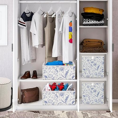 Miniatura 7 de Kigai Toile - Cubos de almacenamiento con diseño de cubos  11 x 11 x 11 pulgadas, cubos plegables grandes, cesta organizadora de almacenamiento para