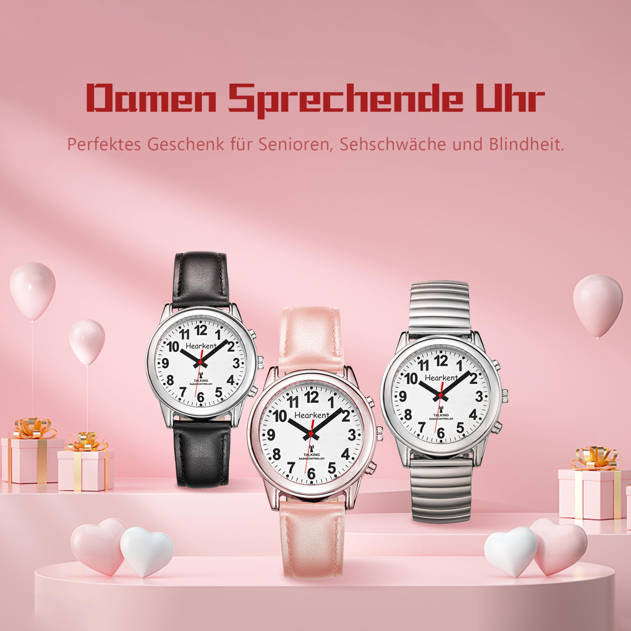 Hearkent Sprechende Uhr mit Deutscher Sprachausgabe, Senioren Armbanduhr, Blinden Uhren, Sehbehindertenuhr