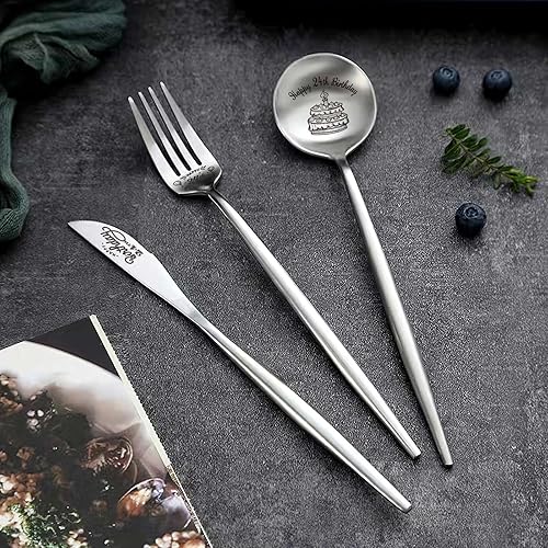 Miniatura 8 de Happy 37th Birthday Spoon&Fork Gifts Engraved Cutlery Set Personalized Birthday Gifts for Son Daughter Sister Brother Friends