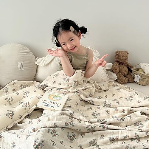 Vista 149 de BuLuTu Mantas de muselina para bebés, niños y niñas, 100% algodón, manta reversible para bebé, manta para cuna, suave, transpirable