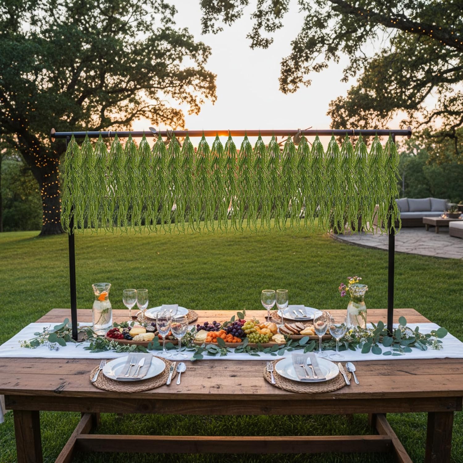 10 Pack 24" Artificial Amaranthus Hanging Plants Faux String of Pearls Plant Fake Green Amaranthus Flower for Wedding Arch Flowers, Garlands, Wisteria Floral Arrangement, Rustic Vase Decoration