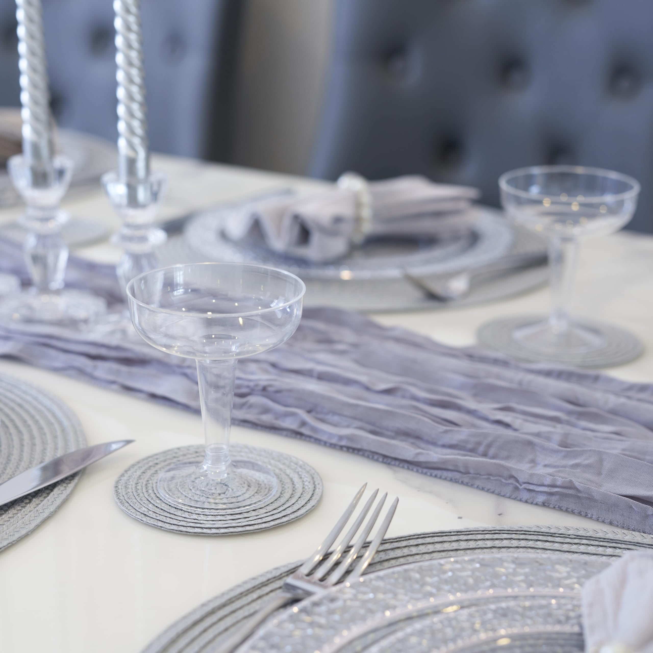 MATANA 24 eleganckie plastikowe szklanki coupe na koktajle, martini, maragaritę, szampana, wino (120 ml) - przezroczyste, solidne i wielokrotnego użytku na wesela, urodziny, imprezy i wydarzenia