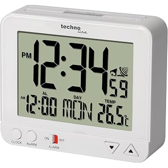 Technoline WT 195 Radio-Controlled Alarm Clock with Night Light White