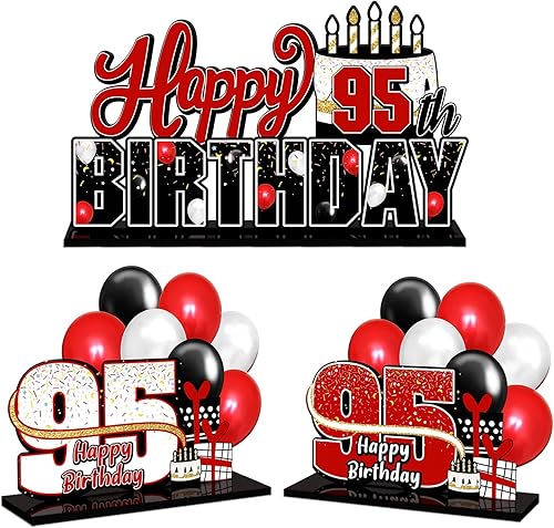 Miniatura 166 de LINGTEER Juego de centros de mesa de acrílico azul con texto en inglés «Happy 100th Birthday» – Decoración de regalo de fiesta de cumpleaños número