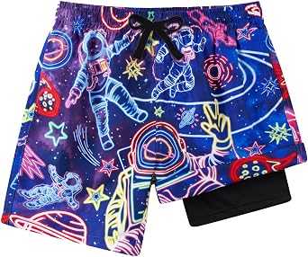 ALISISTER Boys Swim Trunks Quick Dry Compression Liner Swim Shorts Summer Beachwear for Kids 6-16 Years