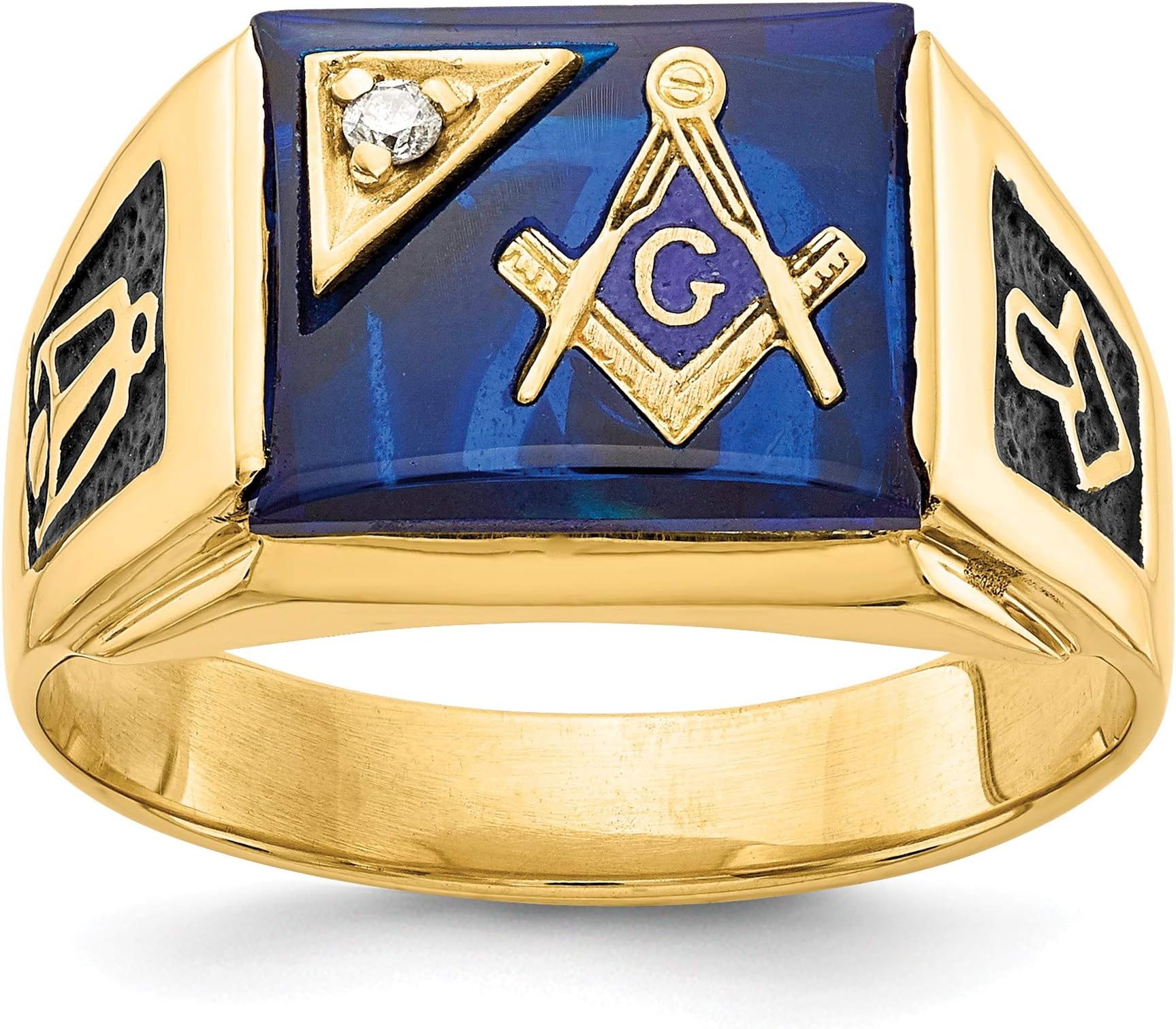 Bonyak Jewelry 14k AA Diamond Men's Masonic Ring in 14k Yellow Gold - Size 10