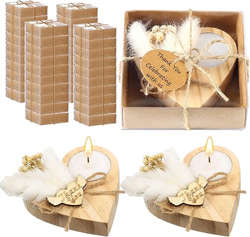 MTLEE 50 velas de boda, regalos de despedida de soltera, regalos de boda para invitados, regalos de agradecimiento rústicos a granel, velas de té