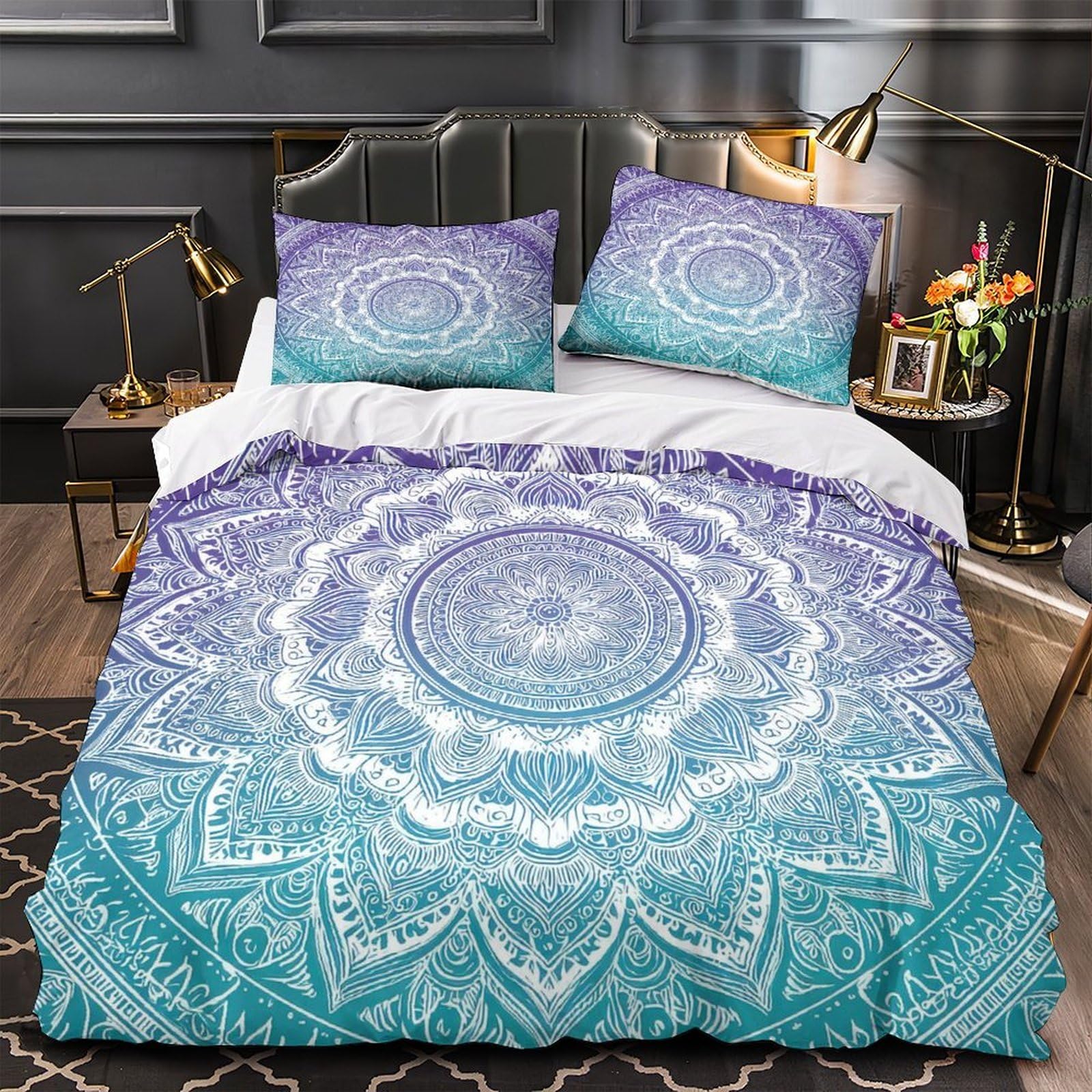 Parure de lit microfibre 220x240 pour lit king size adulte femmes
