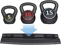 Vista 6 de Nouva Kettlebell Sets with Storage Rack, Strength Training Kettlebells Wide Grip Kettlebell Exercise Fitness Weight Set for Home Gym Weightlifting