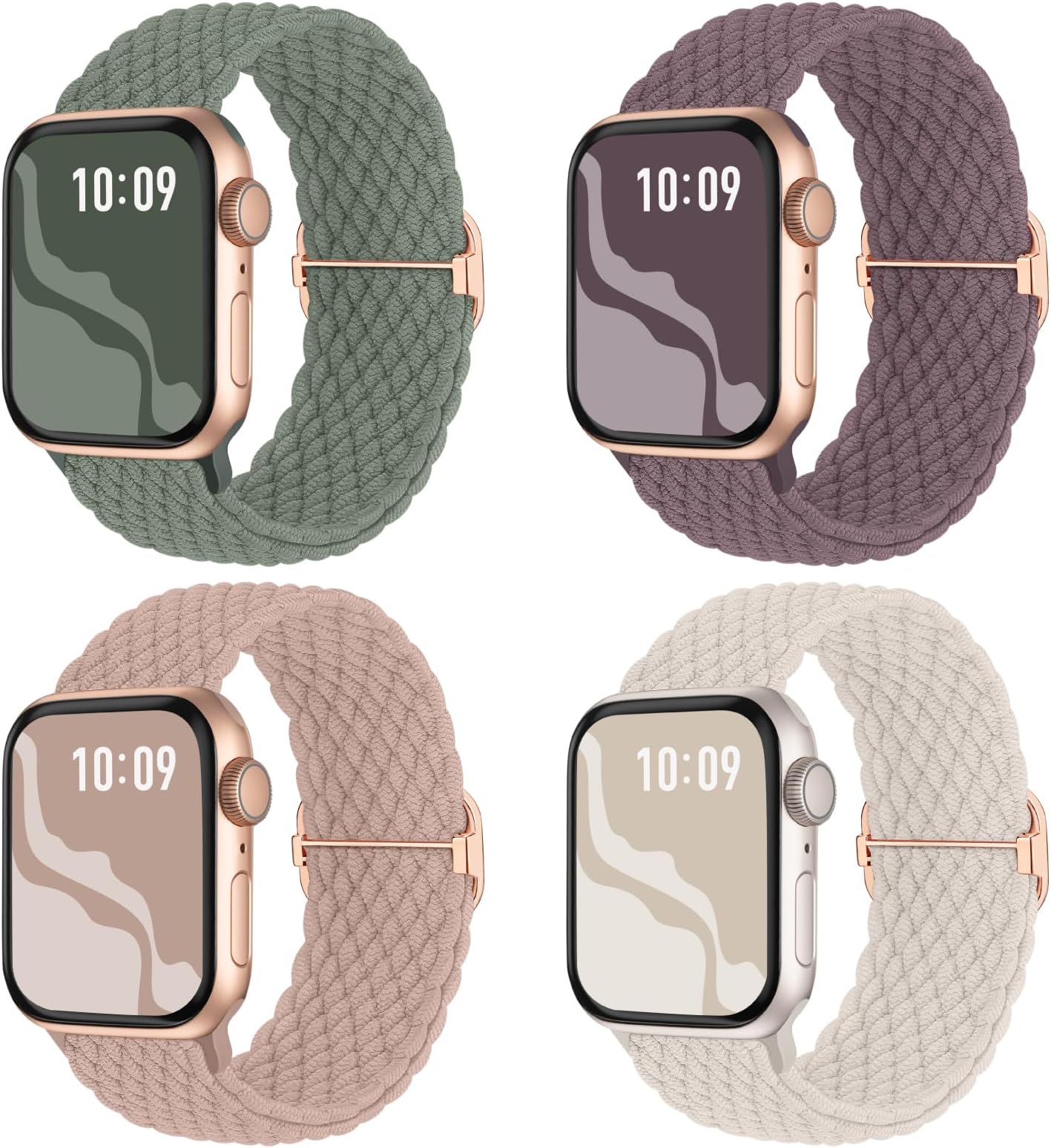 Braided Stretchy Solo Loop Compatible for Apple Watch Band 38mm 40mm 41mm 42mm 44mm 45mm 46mm 49mm for Women Men, Nylon Elastic Straps Wristbands for iWatch Series 11/10 9 8 7 6 5 4 3 SE/Ultra 3 2 1