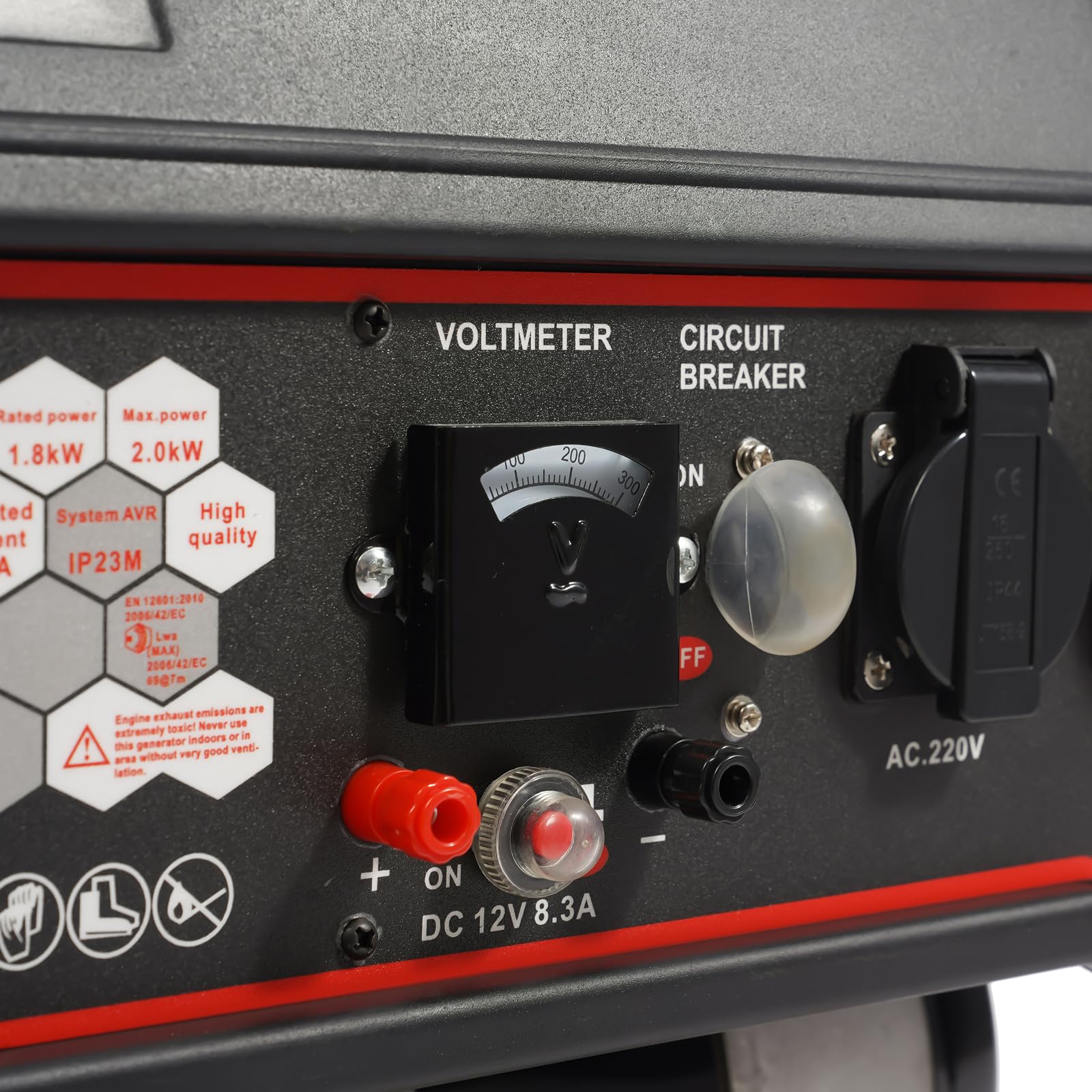Generador de electricidad, 2000 W, generador de gasolina de 4 tiempos, motor de accionamiento de 6,5 CV, depósito de 15 l, generador de corriente de emergencia para camping, construcción, casa de