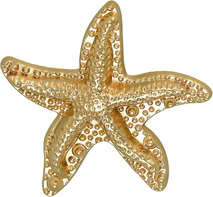 Vintage Starfish Brooch for Women, Gold Shining Sea Star Brooch, Cute Ocean Themed Brooches for Women Dress Beach Party Dance Banquet Beach Accessories