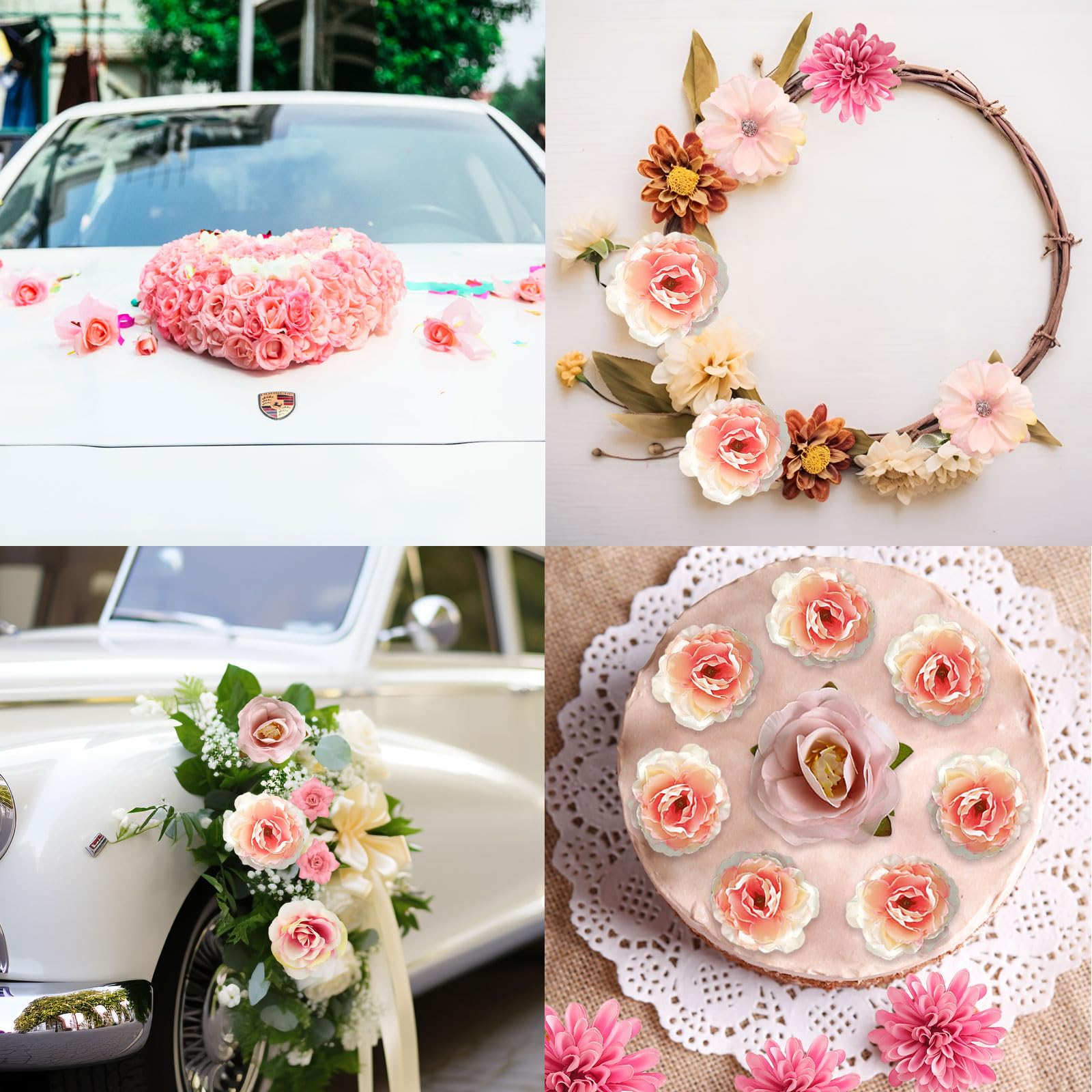 AUSOGO 24 Pezzi Set Scatola Di Fiori Artificiali, Bouquet Sposa In Seta Rosa Per Decorazione Torte, Feste Fai-da-te Per Interno/esterno, Colore Bianco | SHEIN ALIA