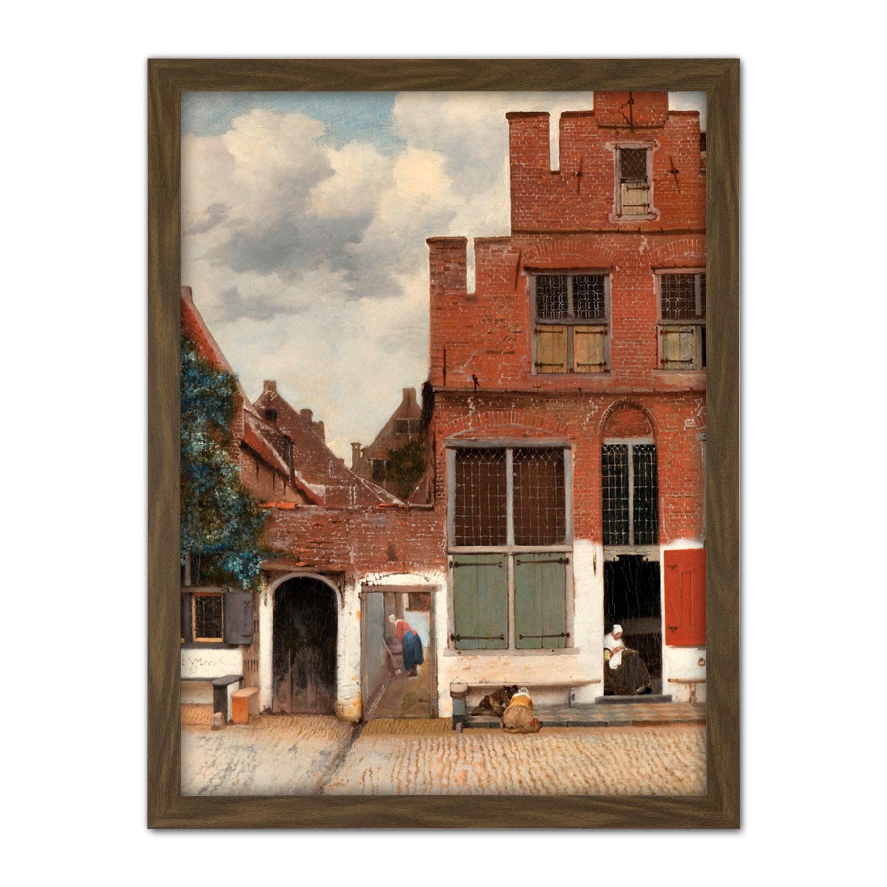 Artery8 Vermeer View Of Houses In Delft The Little Street Artwork Framed Wall Art Print 18X24 Inch