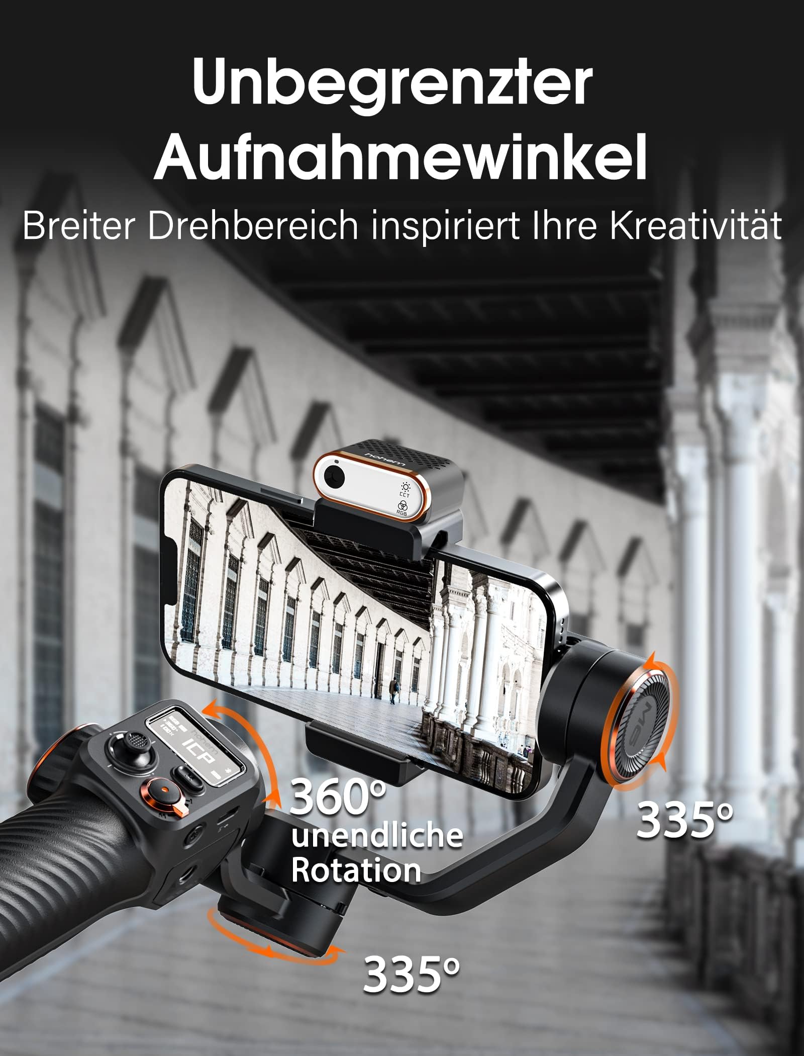 hohem iSteady M6 Kit 3-Achsen-Handy Stabilisator, Gimbal Smartphone | mit Magnetischer AI-Tracker, Einstellbares CCT/RGB-Fülllicht, 0,91 Zoll OLED-Display, Max. Nutzlast 400g, Gimbal für Volgging