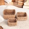 Deconox 3-Piece Handmade Natural Square Rattan Organizer Set | 3-Piece Wicker Square Organizer Set – Decorative, Multi-Purpose and Durable Rattan Baskets (26 * 26 * 12cm – 22 * 22*10cm – 18*8cm)