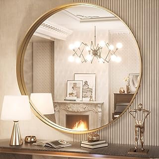 TokeShimi Round Gold Mirror 36 Inch Round Bathroom Mirror for Wall with ...