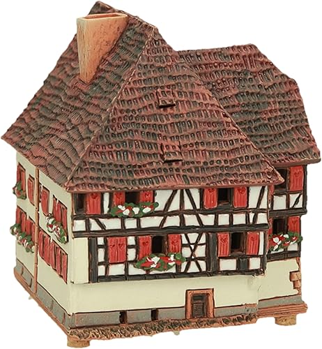 Miniatura 6 de Casa de cerámica Portavelas de luz de té Decoración para el hogar Coleccionable Casa en miniatura réplica del hotel histórico en Alsacia mini casa