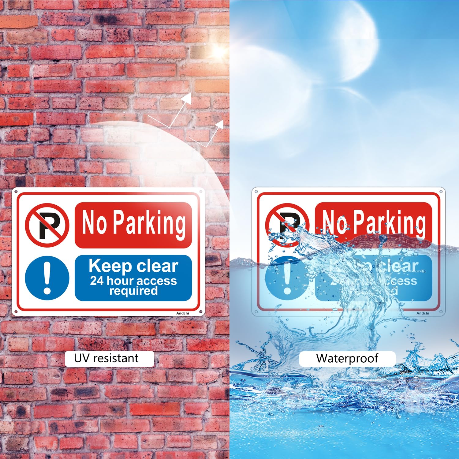2pcs No Parking Signs at Entrances and Exits Aluminium Parking Prohibited Sign 20x30cm Safety Signage for Outdoor Road Community - Image 3