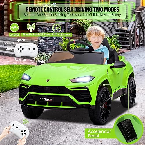 Miniatura 4 de YOFE Coche eléctrico para niños Lamborghini con licencia de 12 V para niños, vehículos eléctricos con control remoto, AUX, suspensión de resorte,