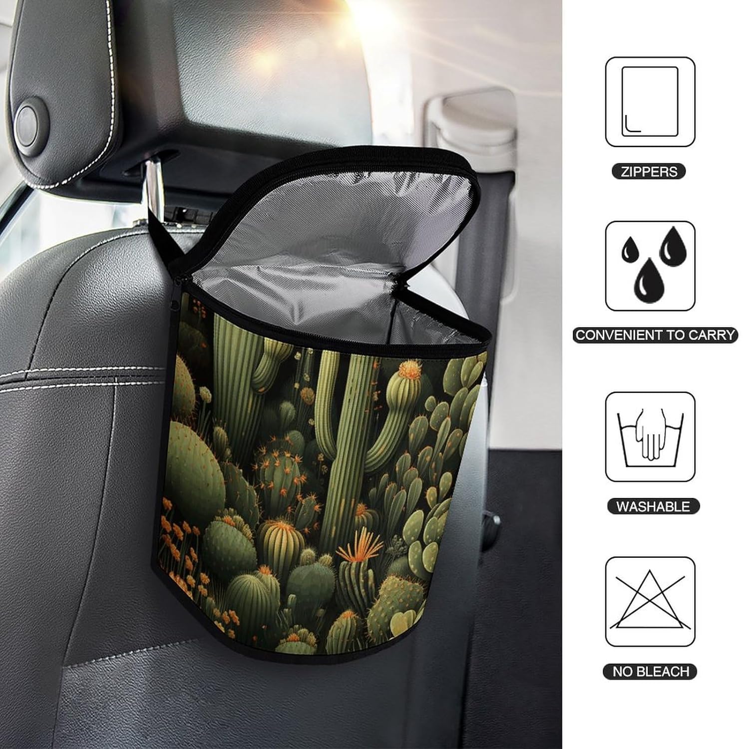 Hanging Car Trash Bag Green Green Printed Car Garbage Storage Bag Leakproof Car Trash Can Portable Garbage Storage Bags