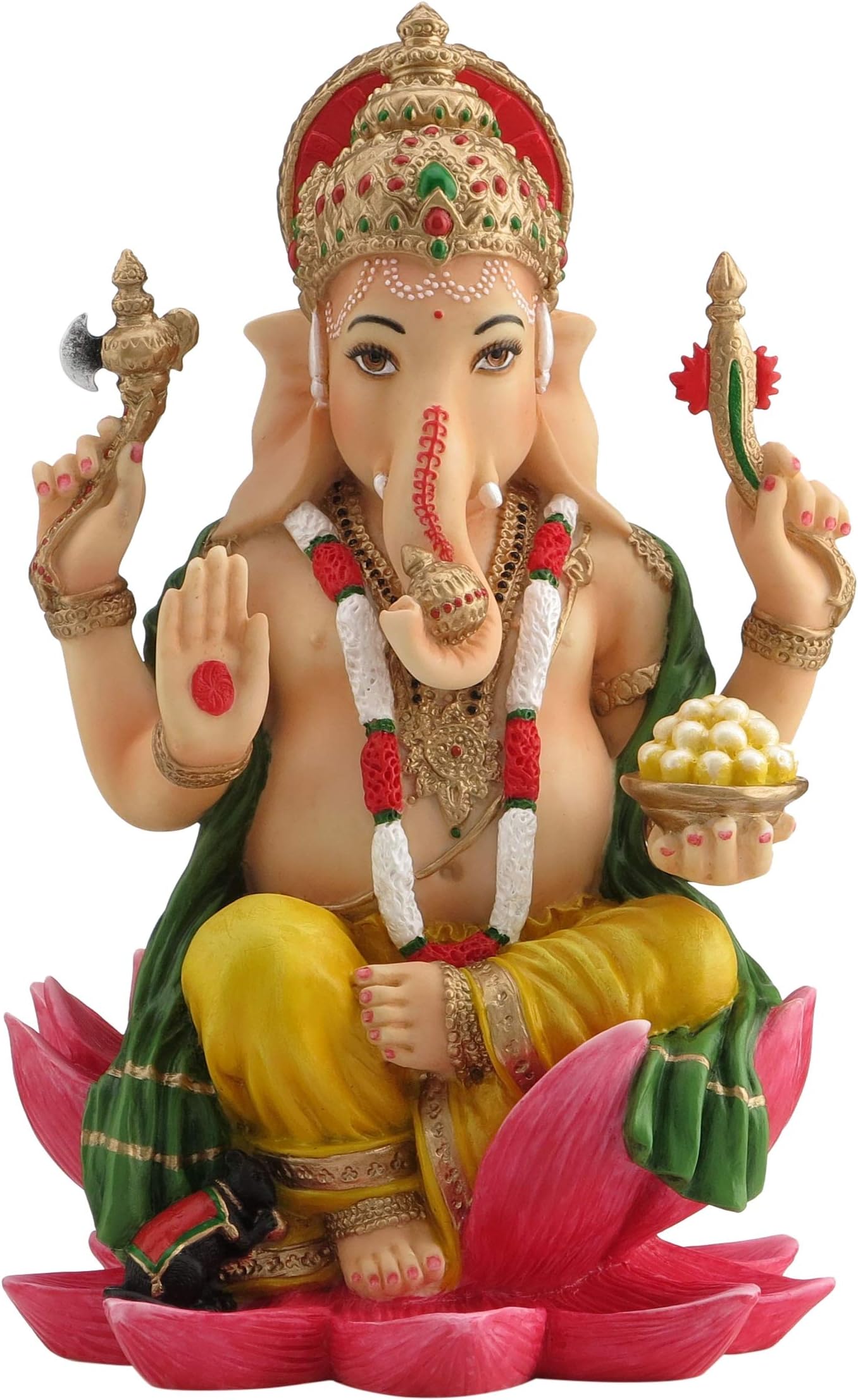 JFSM INC. Ganesh (Ganesha) Hindu Elephant God of Success Statue, 7 1/4-inch Multi-Colored