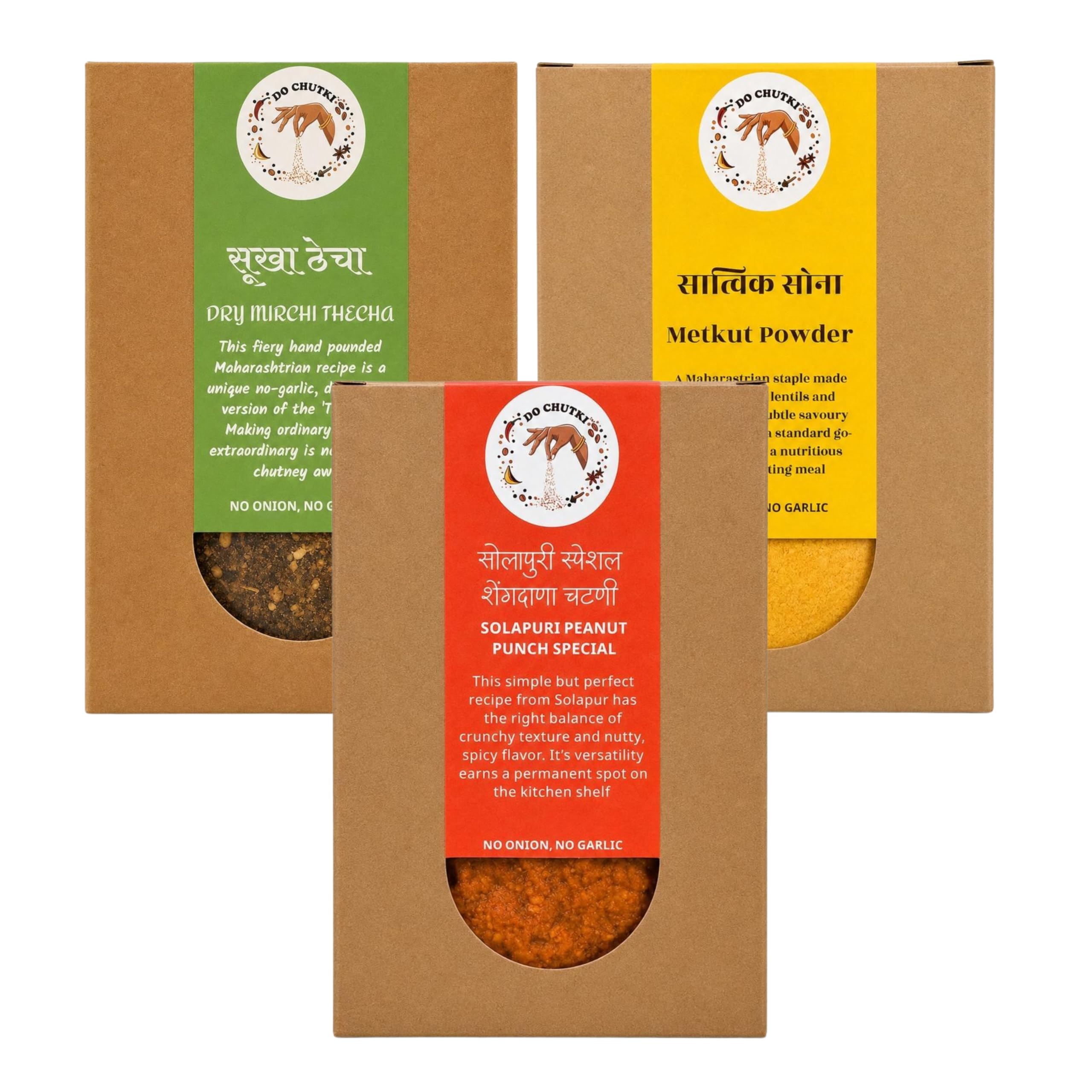 Do Chutki Thecha + Shengdana Lehsun + Metkut Combo | Spicy Crunchy & Classic Podi | No Preservatives | No Artificial Colors | Pack of 3 × 100g-image-16