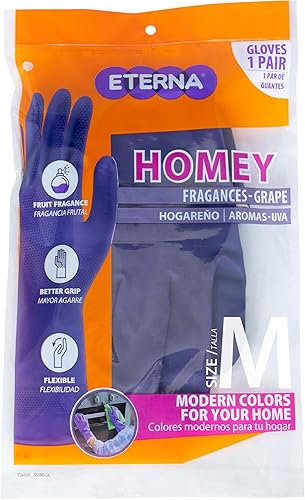 Miniatura 7 de ETERNA Guantes con aroma a uva, guantes para cocina, lavandería y limpieza del hogar, fragancia de frutas, agarre mejorado, flexibles, multiusos,