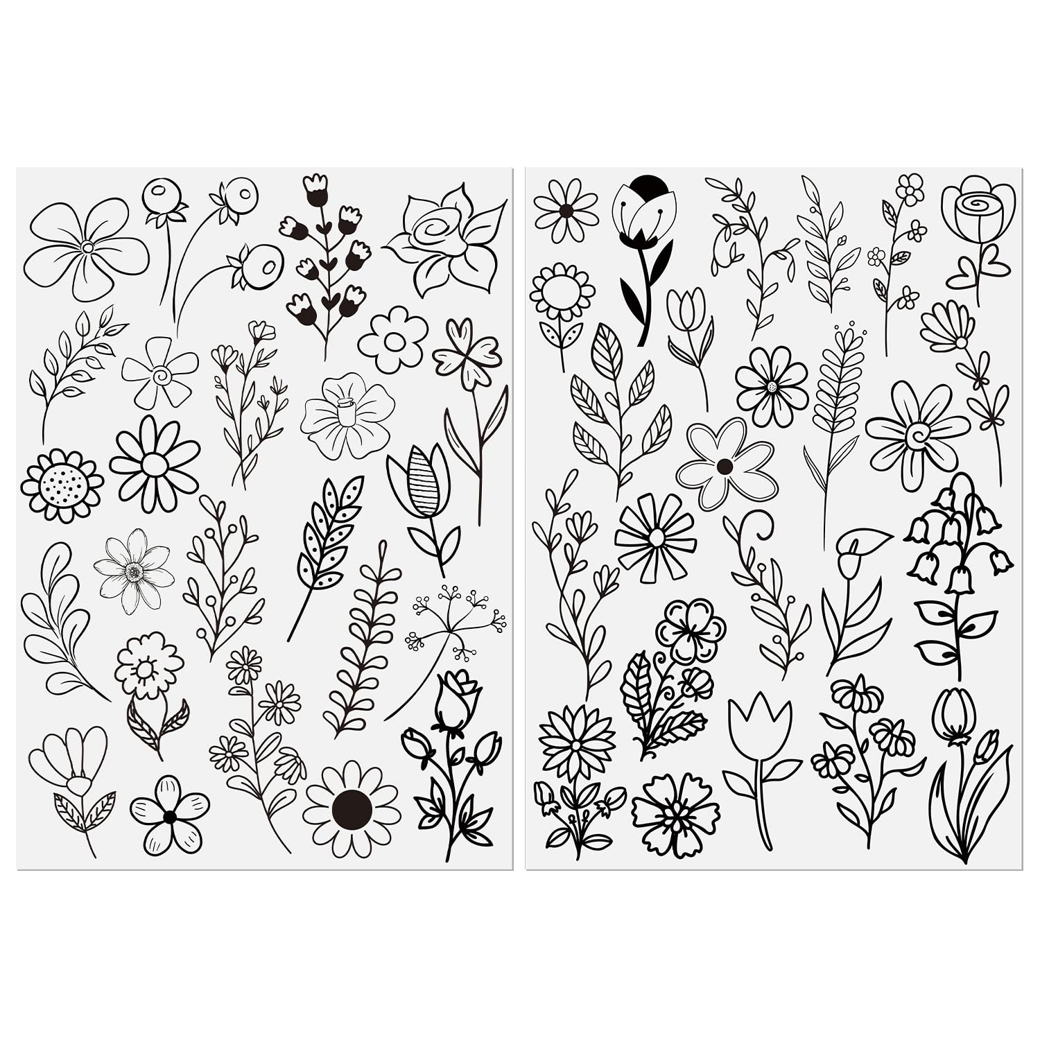 50pcs Hand Sewing Stabilizers, Stick and Stitch Embroidery Paper Water Soluble Stabilizer Embroidery Pattern Transfers for Hand Sewing Beginners (Flowers)