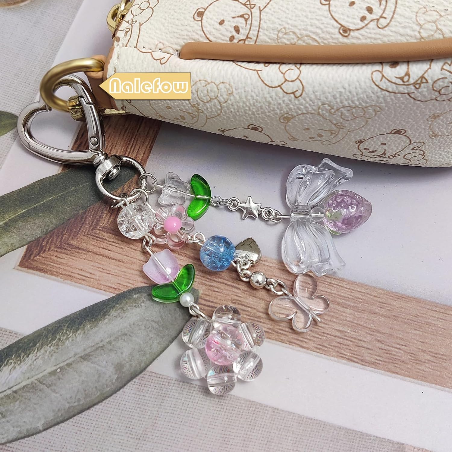 Keychain Bag Accessories Cute Cherry Strawberry Flower Keychains Accessories Decor for Keys Bags Purses Gift - Image 5