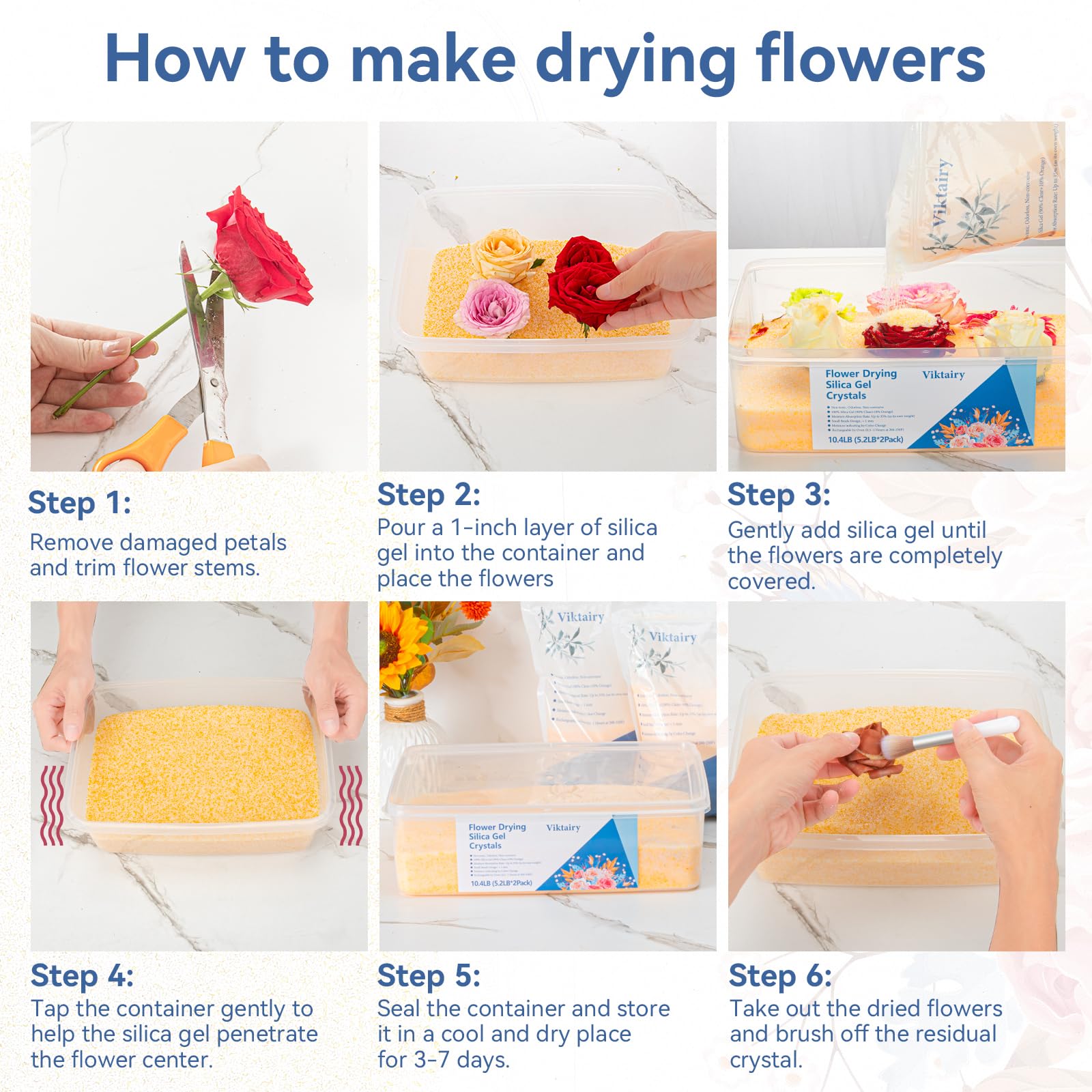 Silica Gel Flower Drying Crystals 5.2LBS, with Airtight Container — Amazon image 5