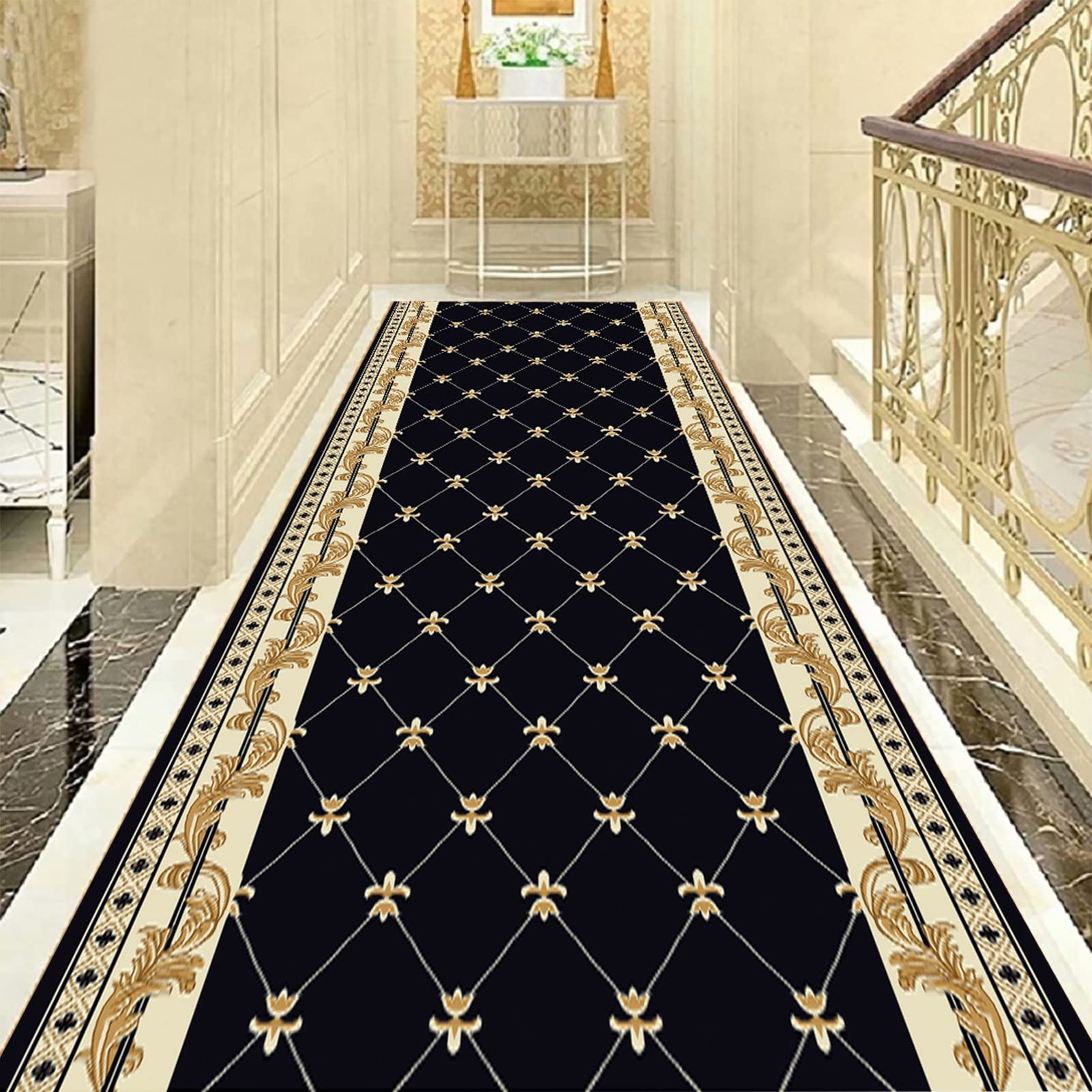 Tapis de couloir lavable et antidérapant doux pour salon familial