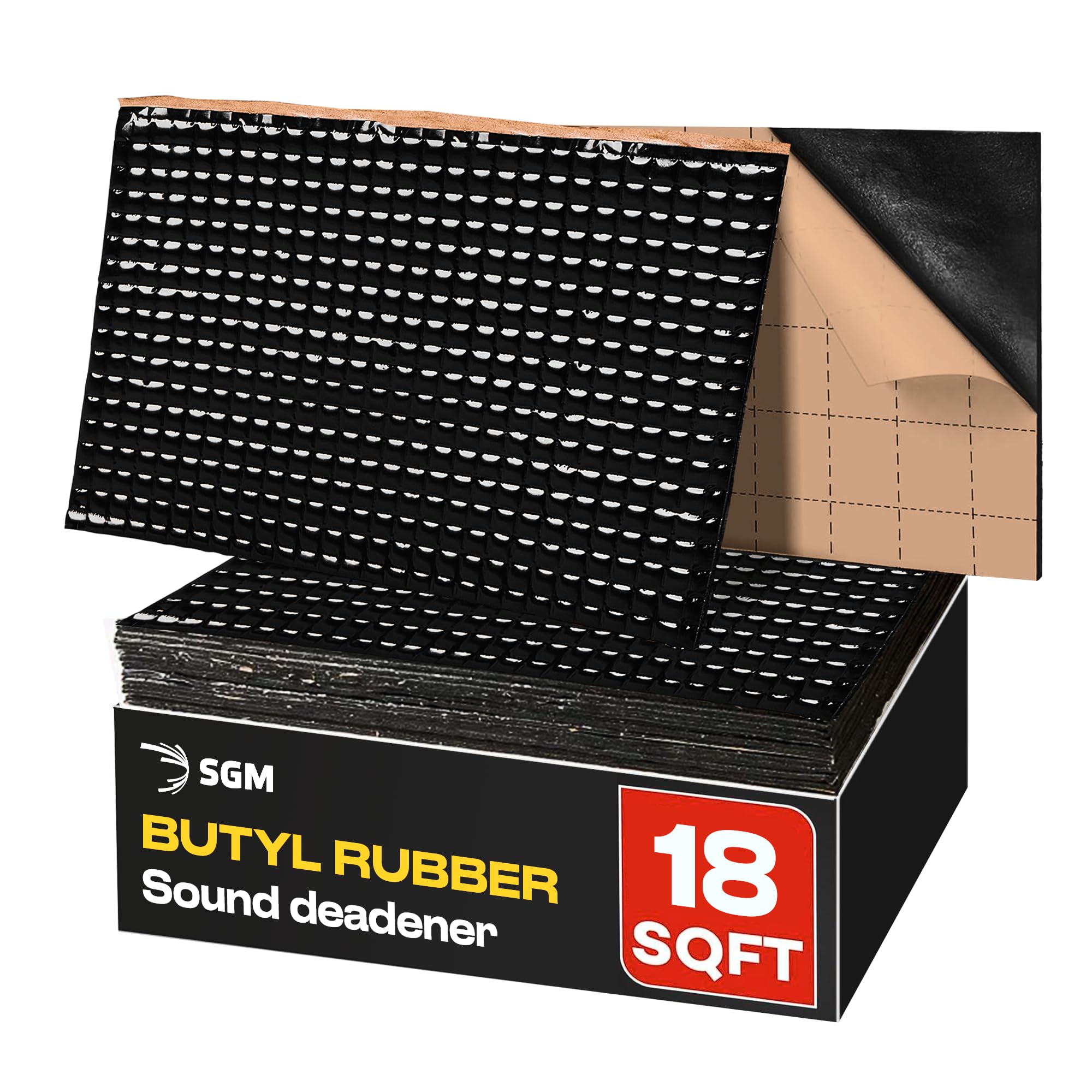 SGM Black 2 mm 18 sqft (1.67 sqm) Auto Schalldämpfungsmatte, Automobil-Schalldämpfung, selbstklebendes Butyl-Auto-Schalldämpfungsmaterial, Audio-Geräuschdämmung und Dämpfungsblätter