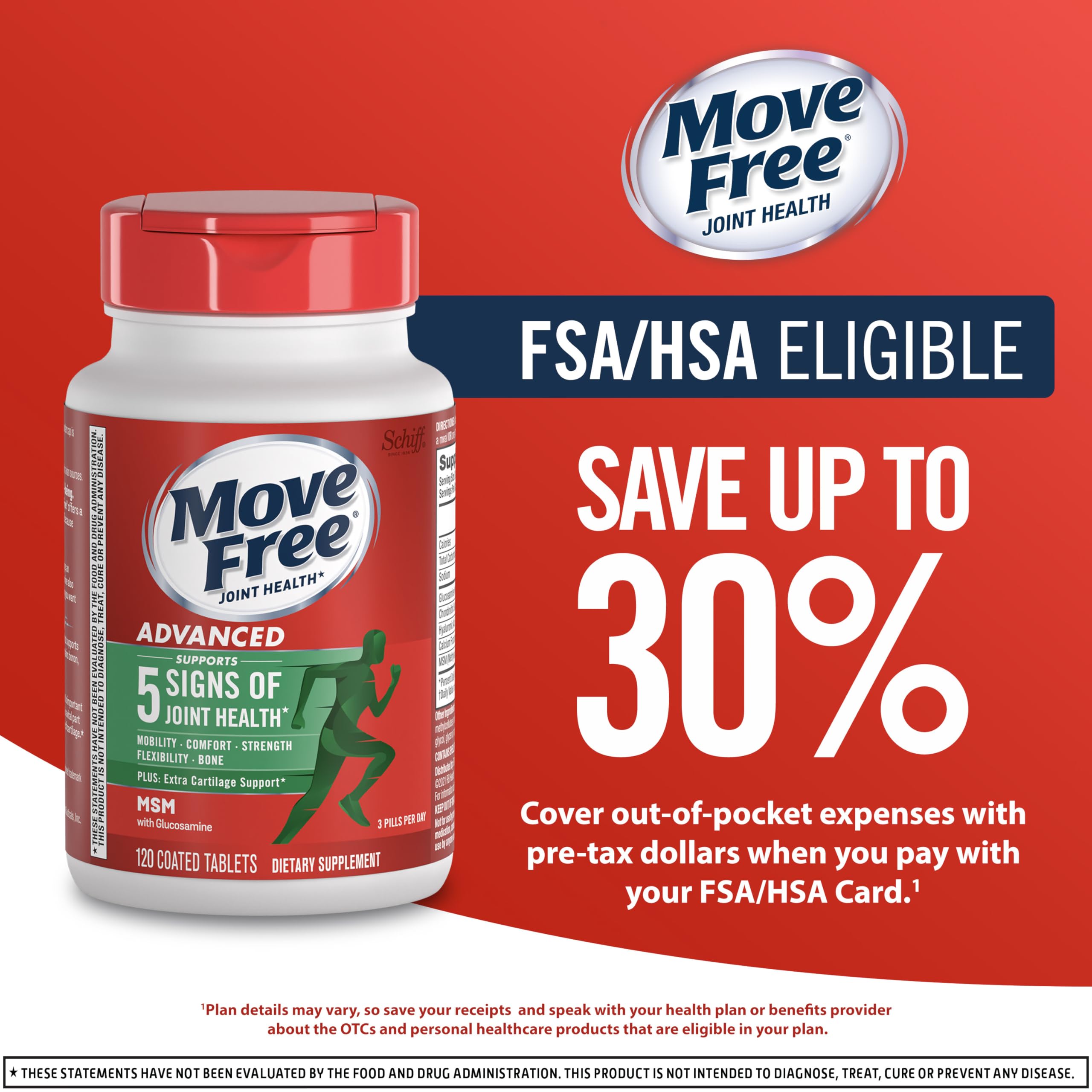 Move Free Advanced Joint Support, Glucosamine, Chondroitin + MSM - 3x120 ct — Amazon image 6