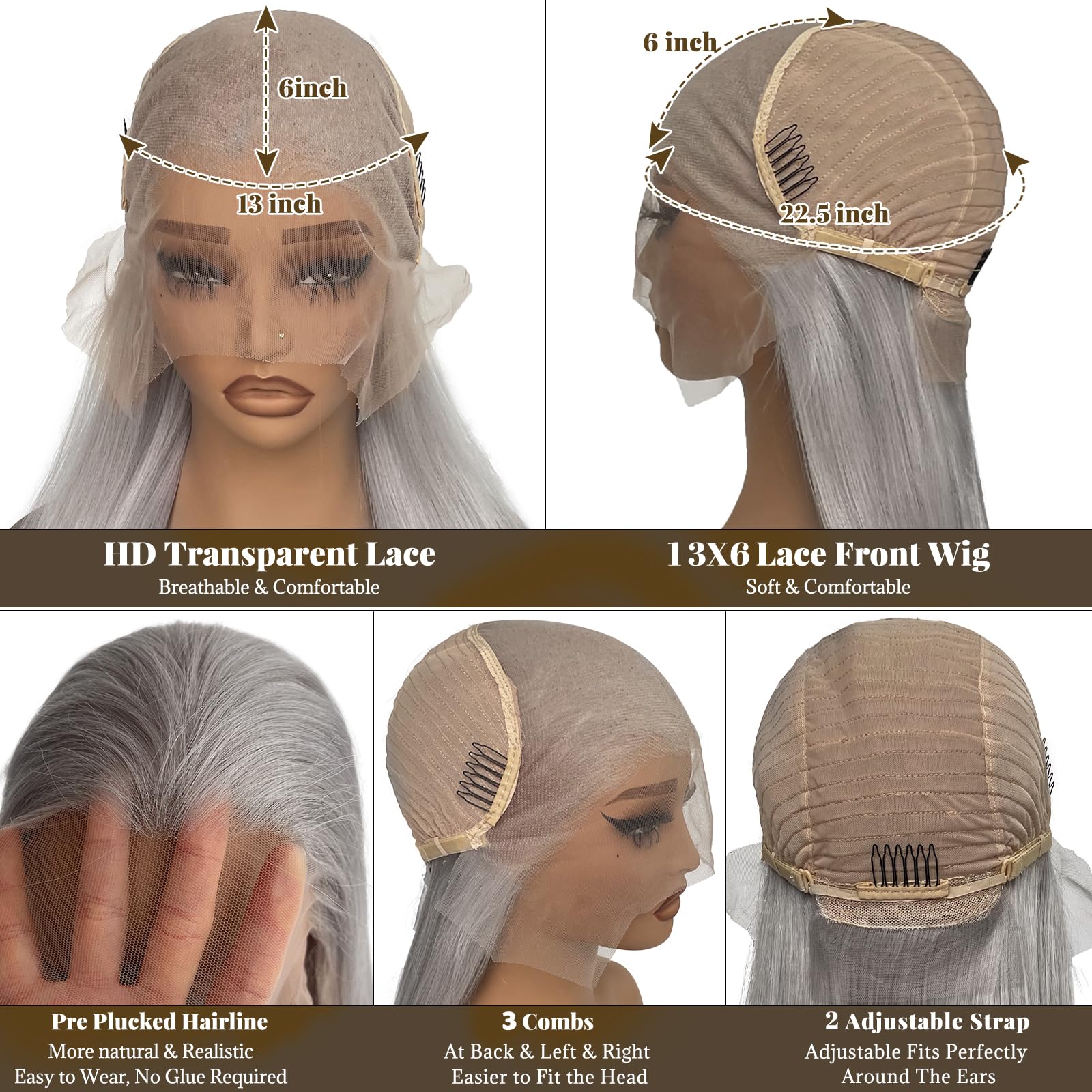 16 Inch Full Lace Human Hair Wig, Glueless Straight, Adjustable Cap Qmaple 16 Inch 360 Lace Front Wig | Straight HD Lace | Pre  main image 2