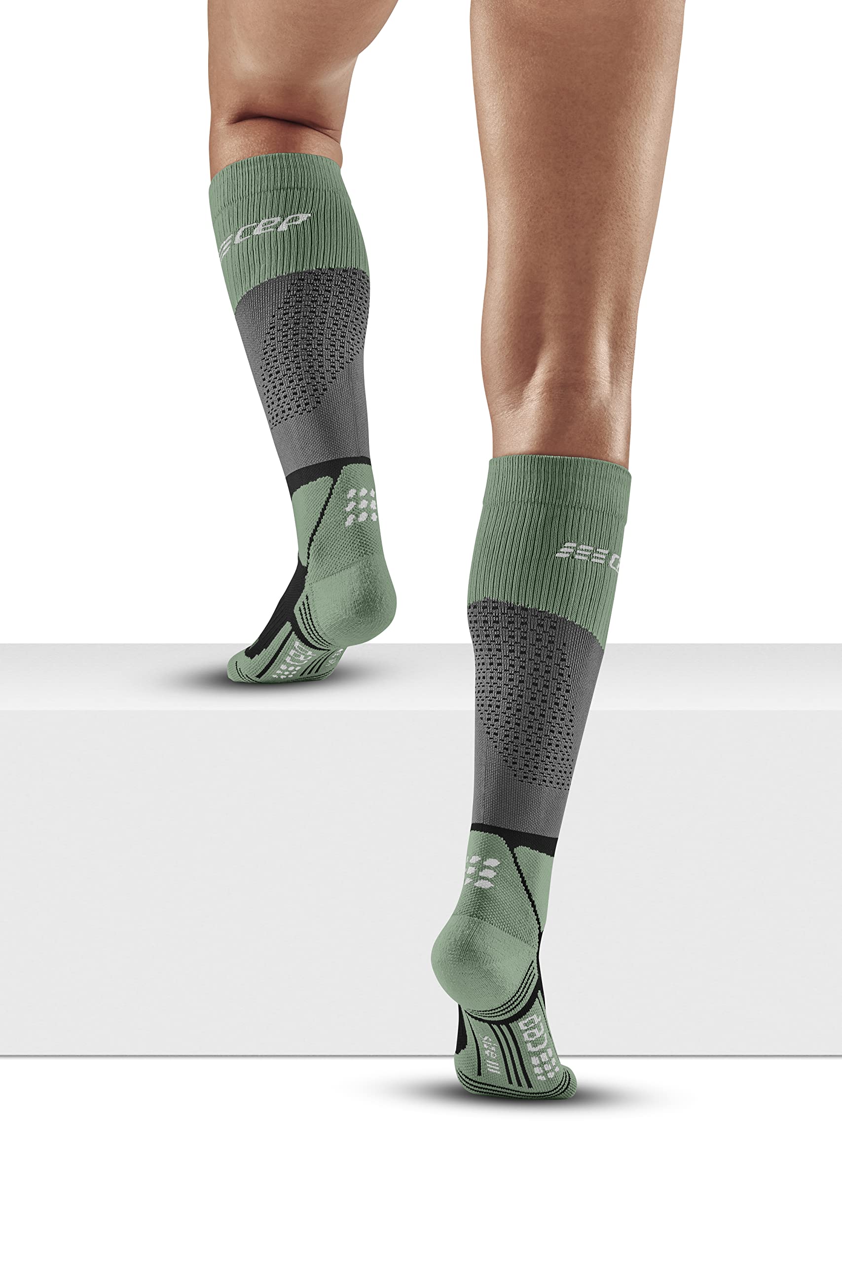 CEP – HIKING MAX CUSHION COMPRESSION MERINO Calze da trekking lunghe al ginocchio con compressione | Calzini da trekking per una vestibilità ottimale e un'imbottitura ottimale