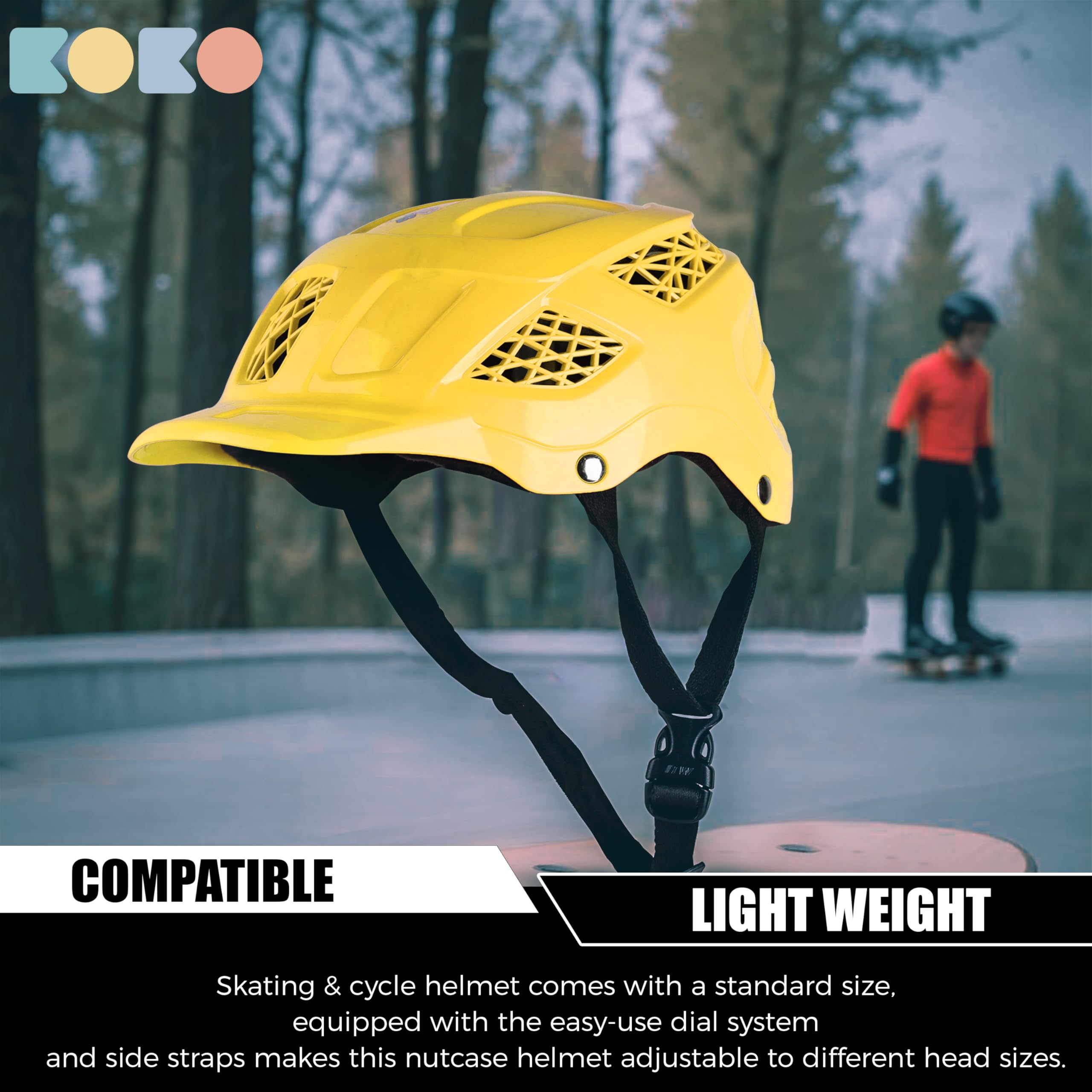 Koko Dragon Kids Skating & Cycling Helmet | Protective Gear for Boys & Girls (Yellow, Medium 560 MM) 3
